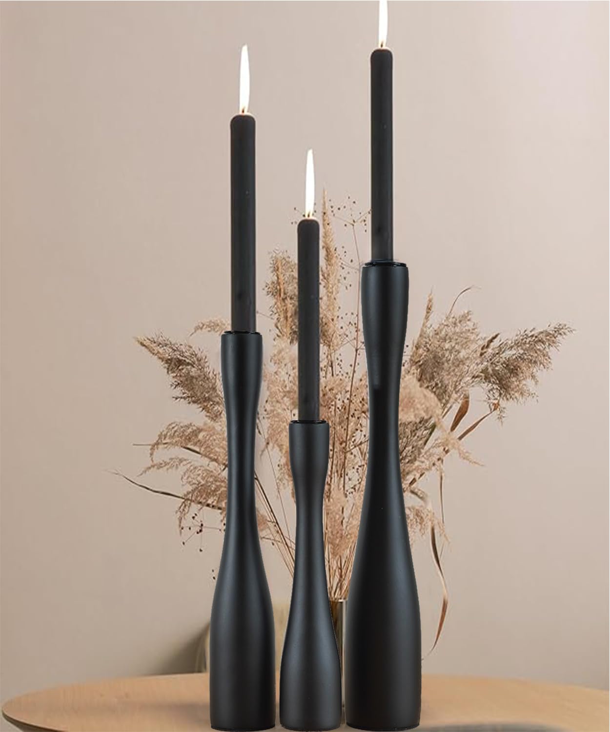 SDALI HOME Candle Holder Black Candlestick Holders 3,Tall Taper Candle Holders Set of 3 for Candlesticks(12"/10"/7.5" H),Modern Farmhouse Candle Stick Candle Holder for Decor