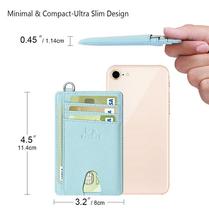 FurArt Slim Minimalist Wallet, Front Pocket Wallets, RFID Blocking, Credit Card Holder for Men-Light Blue