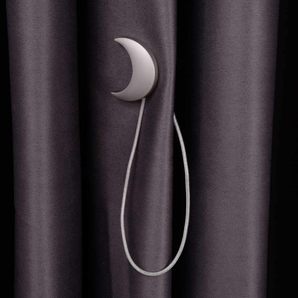 Sorfia Curtain Tiebacks, 2 Pack Magnetic Curtain Tiebacks Moon Curtain tie Back Curtain holdbacks Magnetic Curtain Clips Curtain tie Backs Curtain Clips Holder for Window Draperies Hold Curtains Drape