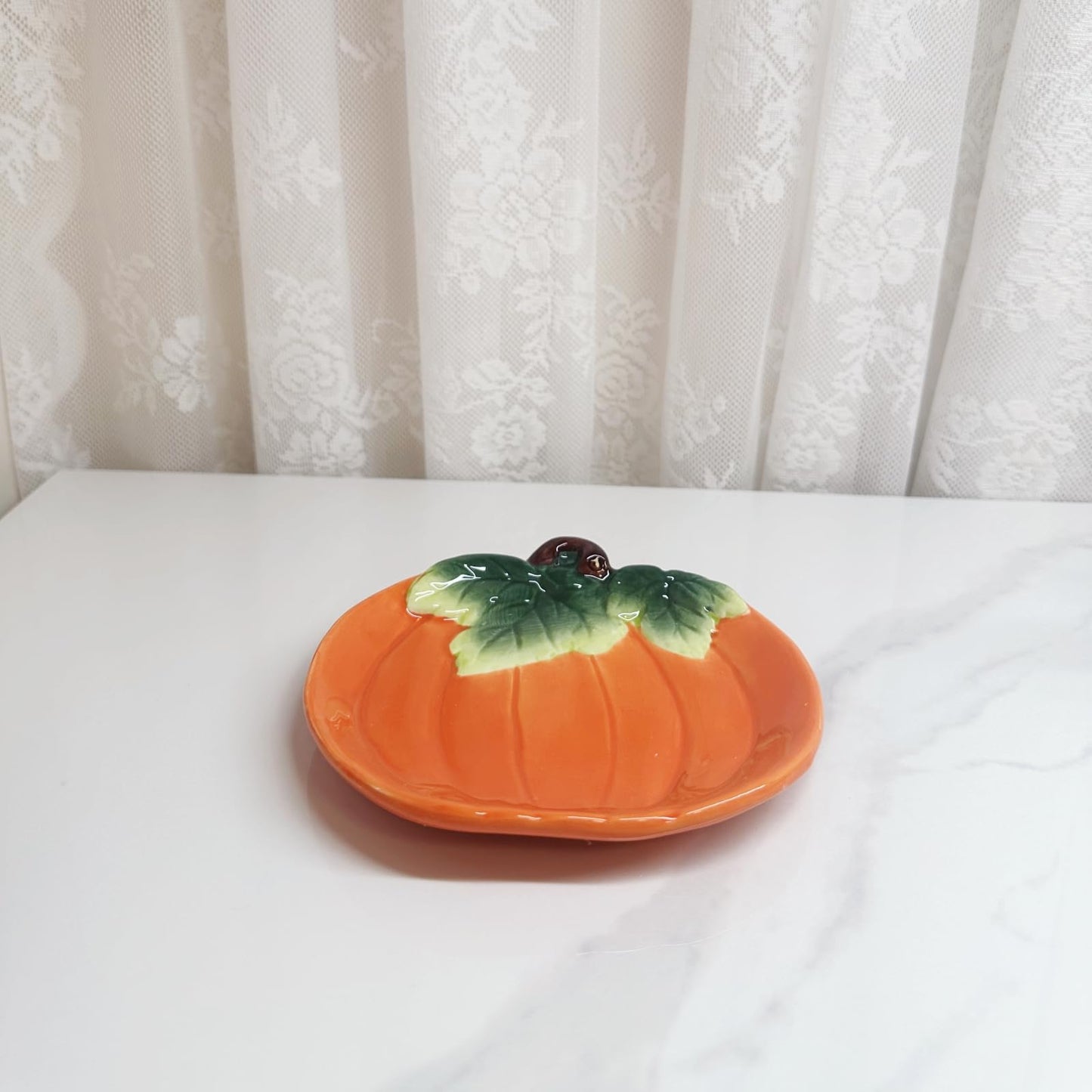 Minigift Ceramic Tea Cup and Saucer Set ，6oz 3D Hand-painted Pumpkin and White Ghost Coffee Mug ，Halloween Home Decoration，Gift