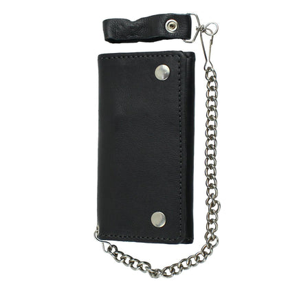 GARGOYLE BELLS Mens Wallet with Anti-Theft Chain Leather Black Biker Motorcycle Wallet Card Holder Trucker Wallet Coin Pocket