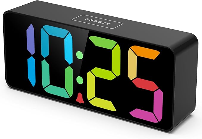 Welgo 7.5 Inches Big Number Alarm Clock for Seniors & Kids | Big numbers, 0-100% adjustable brightness and volume, USB charging port, simple setup, snooze, outlet-powered bedside clock