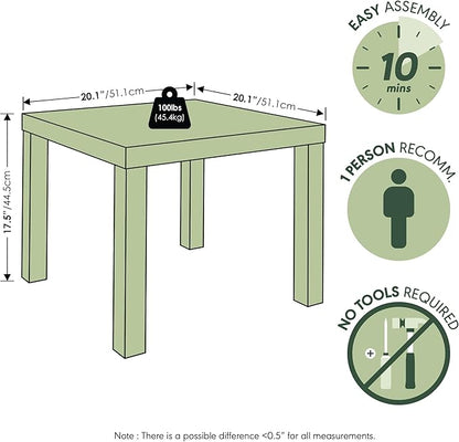 Furinno Classic Toolless Assembly Square Side Table Set of 2, Rustic Brown End Table with 1.8 Thick Tabletop, Night Stand, Bedside Table, for Living Room, Bedroom, Amber Oak
