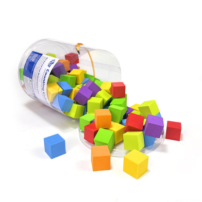 Pairez Toys Foam Counting Blocks, 105 Pieces 1 Inch Soft Rainbow Math Counters Cubes, Math Manipulatives Preschool, Classroom Learning Supplies, Stacking Blocks for Kids Ages 3+