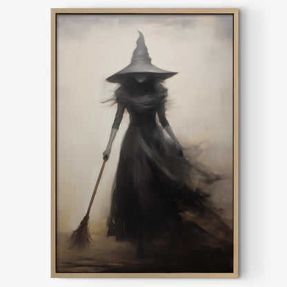 Dthllay Dark Gothic Witch Wall Art Canvas Vintage Rustic Poster, 16x24inch No Frame