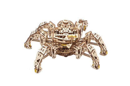UGEARS Hexapod Explorer 3D Puzzle - Walking Robot Wooden Model Kits for Adults to Build - Self-Propelled 6-Legged Mechanical Crawler Craft Kit - 3D Wooden Puzzles for Adults
