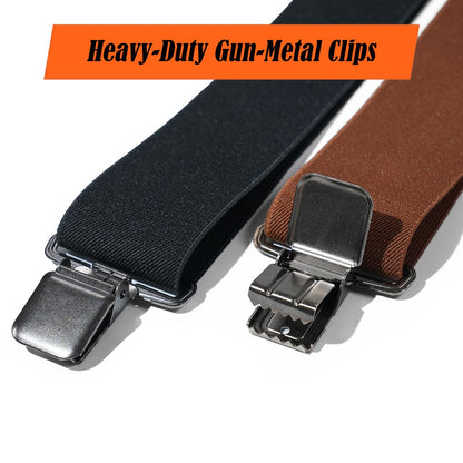 WELKINLAND 2-Piece Clip-On Suspenders Set, Comfy 2 Inch Suspenders for Men, Suspenders for Men Heavy Duty, Sturdy Work Suspenders for Mens Elastic, Adjustable mens gift set