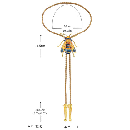 GelConnie Gold Bolo Tie 3D Bee Western Ties for Men Bolo Handmade Bumblebee Bolo Tie Western Cowboy Leather Necktie Adjustable