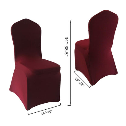 WELMATCH Burgundy Stretch Spandex Chair Covers - 12 pcs Wedding Party Dining Scuba Elastic Chair Covers (Burgundy, 12)