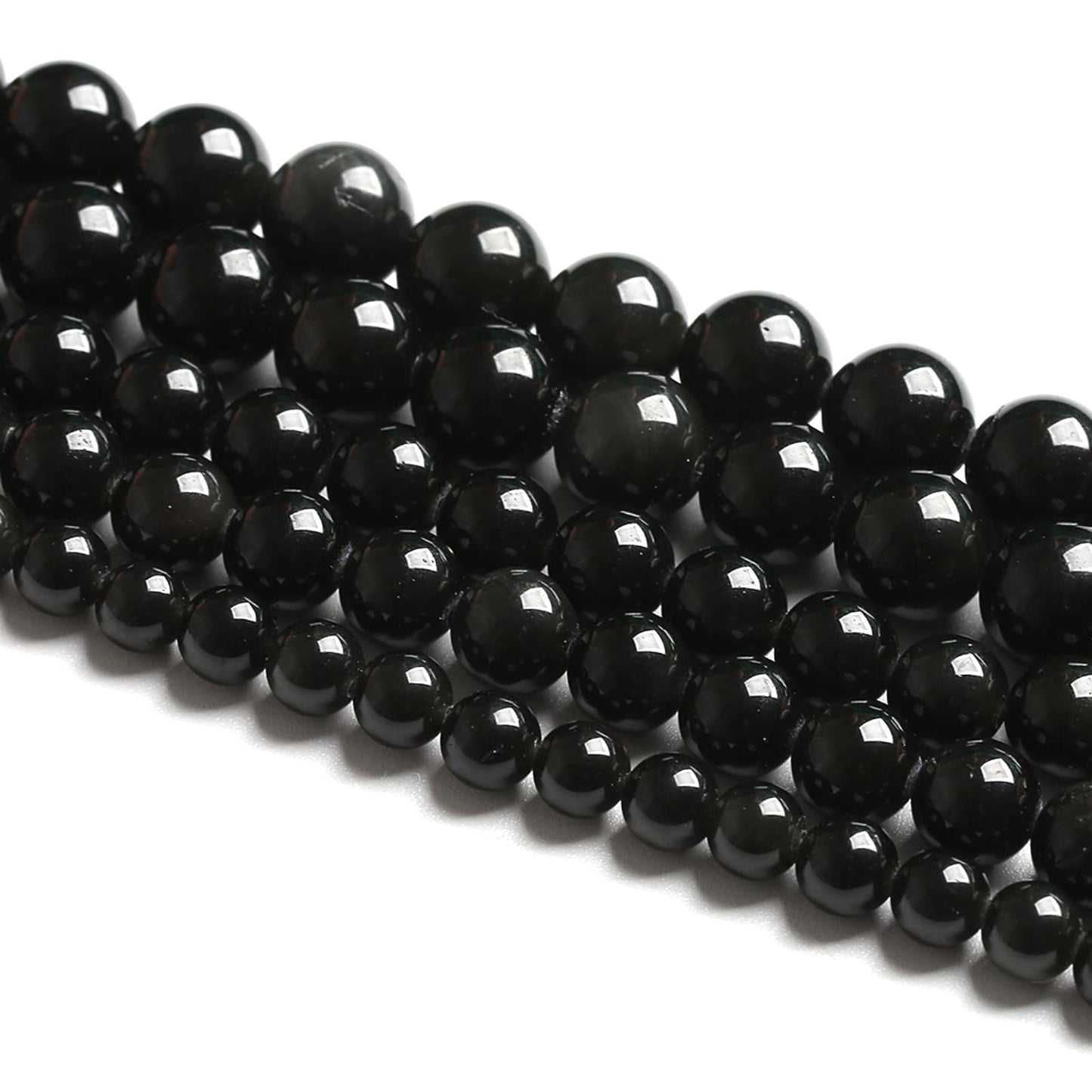 10MM 38PCS Natural Stone Black Obsidian Gemstone Loose Beads for Jewelry Making DIY Bracelet 1 Strand