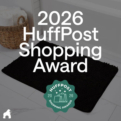 GORILLA GRIP Bath Rug Mat 48x17, Thick Soft Absorbent Chenille, Quick Dry Microfiber Mats, Rubber Backing Washable Shower Floor Rugs, Bathmat Runner, US Designed Bathroom Home Decor Accessories Black