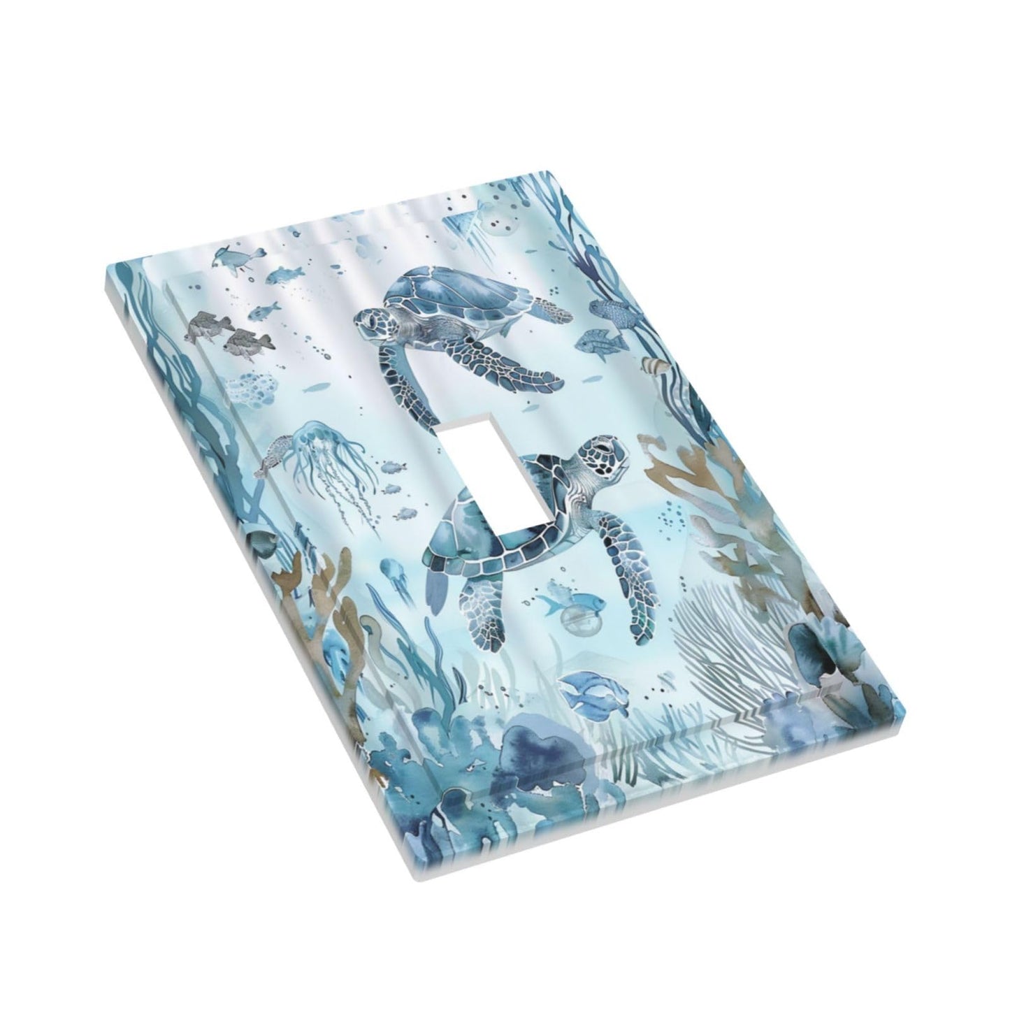 OILbiexn Decorative Light Switch Cover Blue Sea Animal Sea Turtle Seaweed Ocean Plant 1 Gang Wallplates Single Toggle Outlet Covers Switch Plate Electrical Faceplate for Bathroom Bedroom Decor