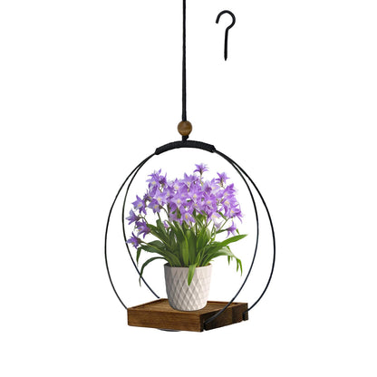 Hanging Planter for Indoor Plants, Black Plant Hanger Indoor with Sturdy Wood Base, Modern Boho Macrame Plant Hanger for 3-5.5 Inch Pot, Hanging Wall Ceiling Window Home Decor (Pots Not Included)