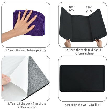 Vuzvuv Black 28"x16" Large Cork Board with 50 Push Pins & Sticky Notes, Self-Adhesive Bulletin Board for Wall, Felt Pin Vision Board for Paste Notes,Schedules Offices Home