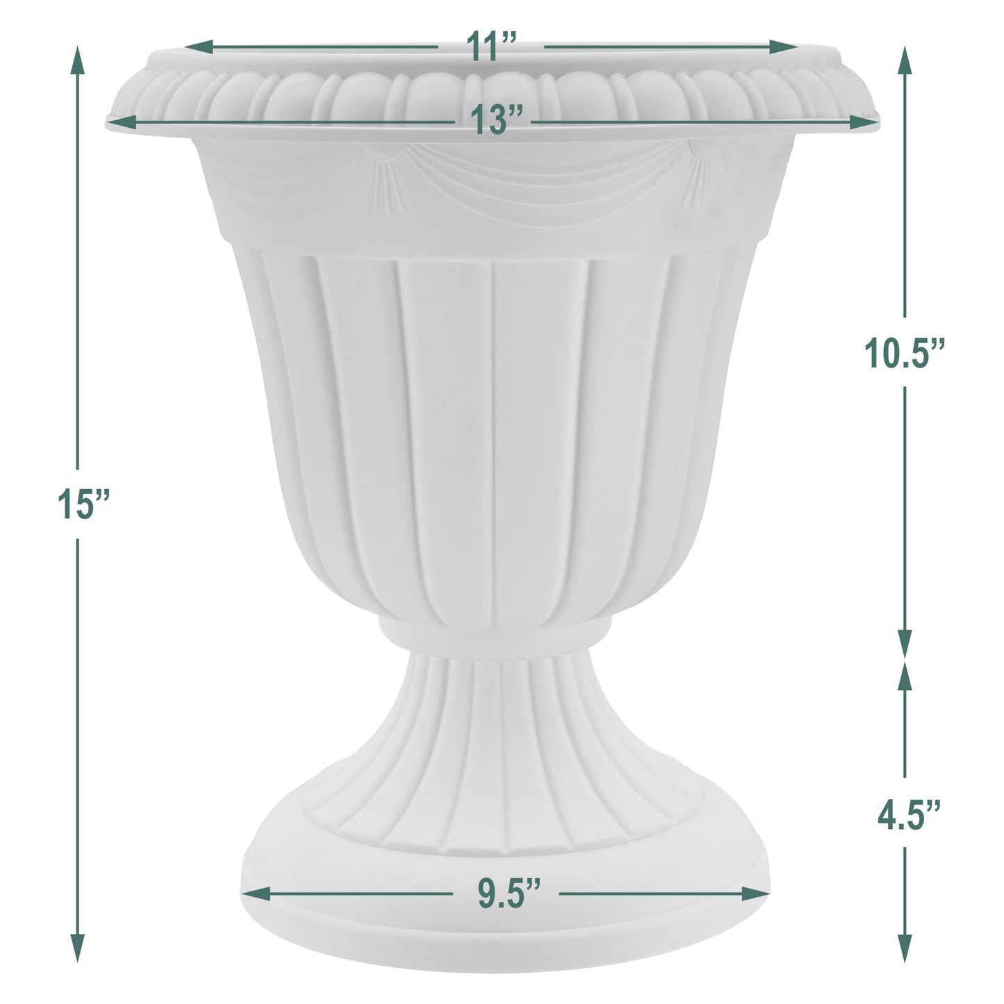 Arcadia Garden Products PL10BG Classic Traditional Plastic Urn Planter Indoor/Outdoor 15" x 13", Beige