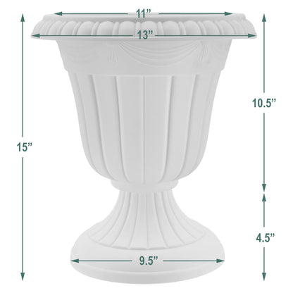Arcadia Garden Products PL10BG Classic Traditional Plastic Urn Planter Indoor/Outdoor 15" x 13", Beige