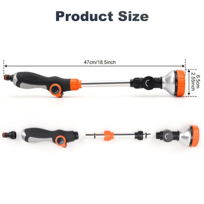 LangRay Watering Wand, 18.5 Inches Long Garden Hose Wand with 180° Swivel Head, 8 Spray Patterns, Adjustable Garden Sprayer Wand with Nozzle