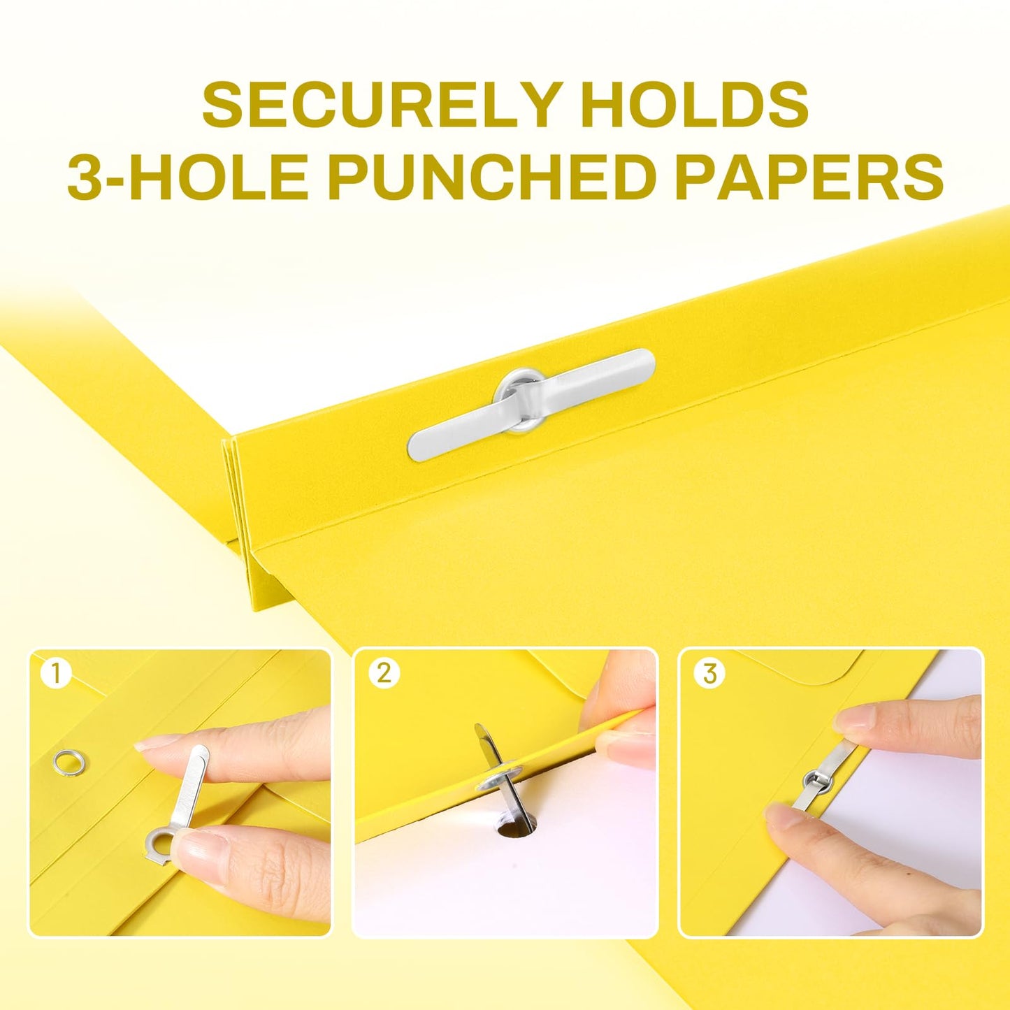 SUNEE 2 Pocket Folders with Prongs (25 Pack, Yellow), Paper Folders with 2 Pockets and 3 Prongs Fit Letter Size Paper, Folders with Prongs for School Office Home Business