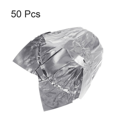 HARFINGTON 50Pcs Tulip Cupcake Liners Standard Aluminum Foil Baking Cups Greaseproof Wrappers Disposable for Birthday Banquets Party, Silver Tone