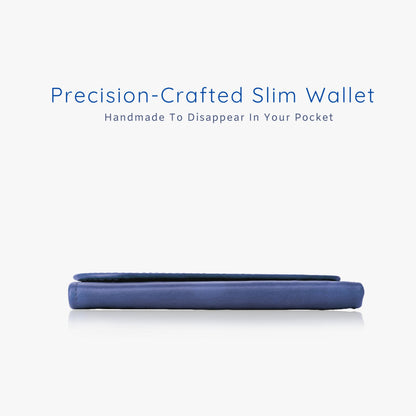 DEERHANDMADE Slim Wallets for men | handmade Modern Minimalist front Pocket wallets | 6-12 Cards Geniune leather rfid wallet for men | Gift wallets with magnatic closure (Premium, Royal Blue)