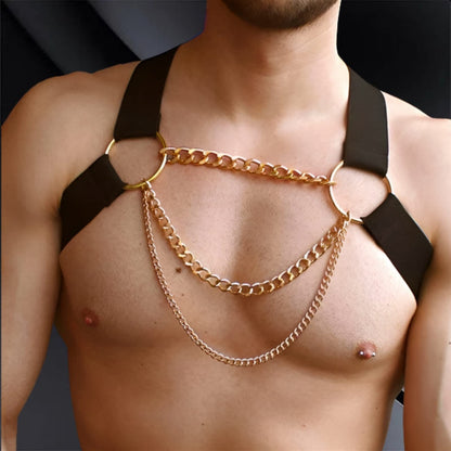 Oligage Sexy Black PU Leather Sissy Lingerie Adjustable Harness Men Belts Bondage Body (Color : Black, Size : Adjustable)