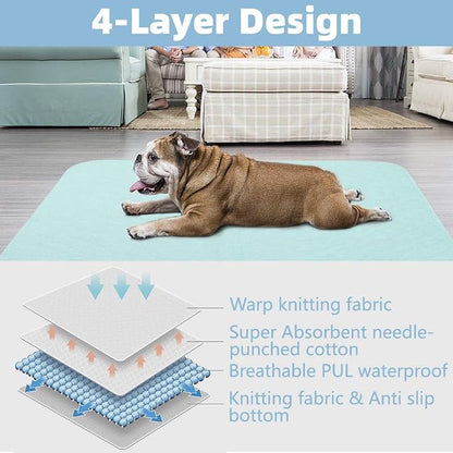 KOOLTAIL Washable Pee Pads for Dogs, 2 Packs Super Absorbent Leakproof & Non-Slip Dog Pee Pad Extra Large, Reusable Puppy Training Pads Waterproof, Pet Mat Rug for Whelping,Floor,Crate,Cats, 36"x41"
