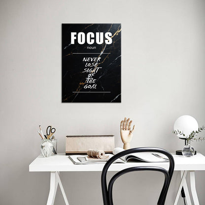 Motivational Canvas Wall Art Focus Noun Entrepreneur Quotes Poster Print Inspirational Pictures Painting for Office Class Room School Wall Decoration Stretched and Framed [18''Wx24''H]