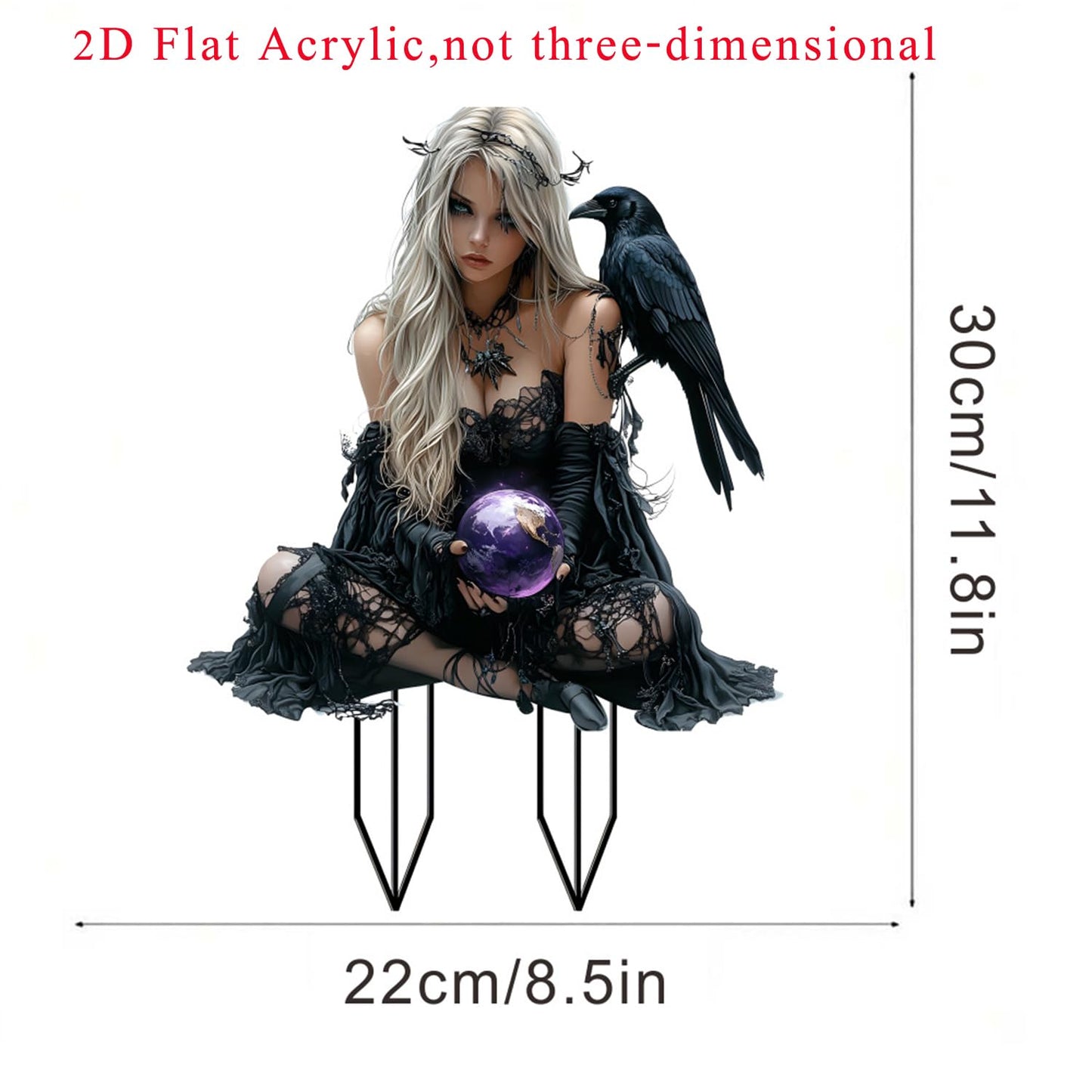 WGKOMEGE Garden Stake Decor, Halloween Dark Style Acrylic 2D Garden Fairy Decoration, Fairy Garden Accessories for Outdoor Indoor Yard Lawn Pot Plants (Black)