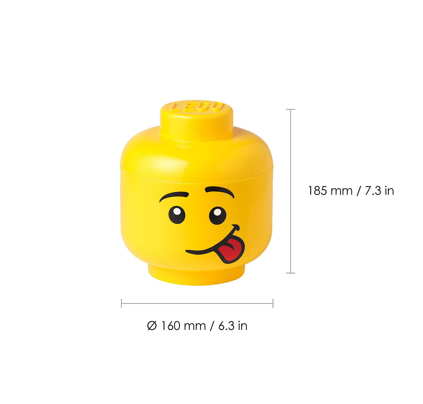 Room Copenhagen, Lego Storage Heads Stackable Storage Container - Buildable Organizational Bins for Kid’s Toys and Accessories - 6.30 x 6.30 x 7.28in - Small, Silly, Holds 250 Bricks