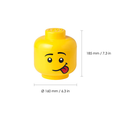 Room Copenhagen, Lego Storage Heads Stackable Storage Container - Buildable Organizational Bins for Kid’s Toys and Accessories - 6.30 x 6.30 x 7.28in - Small, Silly, Holds 250 Bricks