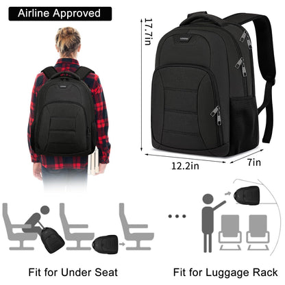 Liokesa Black Laptop Backpack for Men, School Backpacks for Teen Boys, Lightweight Backpack Personal Item Bag, 15.6 Inch Water Resistant College Bookbag Computer Bag