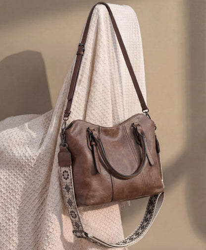 VASCHY Hobo Bags for Women, Vegan Leather Top Handle Satchel Shoulder Purse Handbag Purse with Crossbody Guitar Strap Coffee