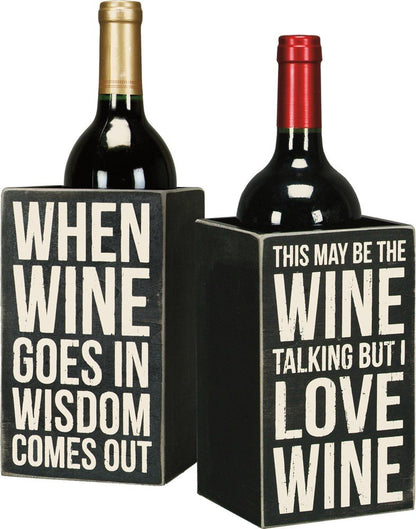 Primitives by Kathy Distressed Black and White Wooden Box, 4.25 x 7.25 x 4.25-Inches, When Wine Goes in