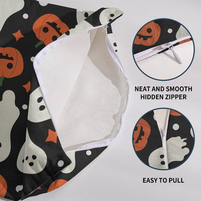Robvobe Halloween Pillow Covers 22x22 Set of 2 Cute Ghost Pumpkin Print Outdoor Decorative Throw Pillows Halloween Scary Themed Farmhouse Pillowcases Linen Cushion Case Decor for Home Sofa Couch Bed