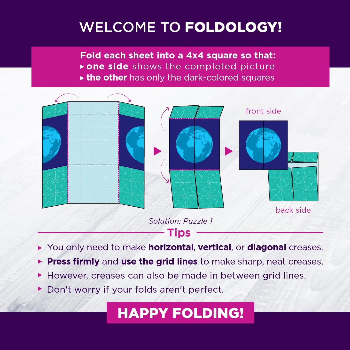 FOLDOLOGY - The Origami Puzzle Game! Brain Teasers for Tweens, Teens & Adults | Travel Game, STEM Toy | Fold the Paper, Complete the Picture | 100 Puzzles | Gift for Ages 10+