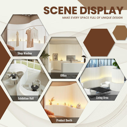 6FT Paper Room Divider Wall, Paper Partition with LED Light, Retractable 118-158in Privacy Screens with Storage Shelf, for Salon Home Studio Office Rest Area (A)