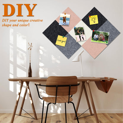 HULAVO Square Felt Cork Bulletin Board Tiles, Self Adhesive DIY Felt Pin Board for Wall 30" x 20" with 35 Pushpins for Office School Home Wall Decor Stickers Memos Photos Display (Camel & Grey)