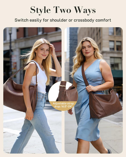 Missnine Hobo Bag for Women Designer Purse Shoulder Handbags Vegan Leather Tote Bag Large Crossbody Bags with Multi-Pockets,Brown