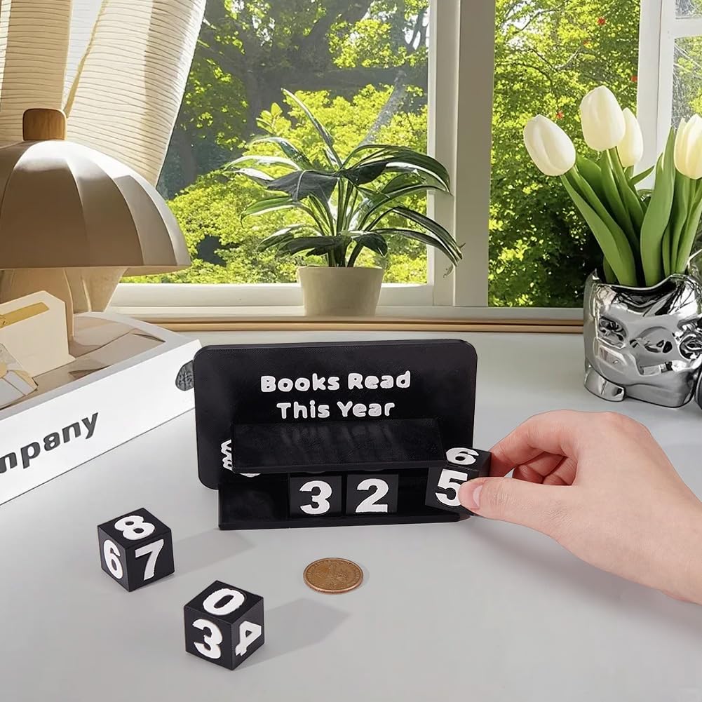 UNICRAFTALE Books Read This Year Counter Plastic 3D Printed Book Tracker for Reading Goal Display Balck Book Counter Sign Bookshelf Decor Reading Challenge Gift for Books Lovers 15.7x5.1x3.1Inch
