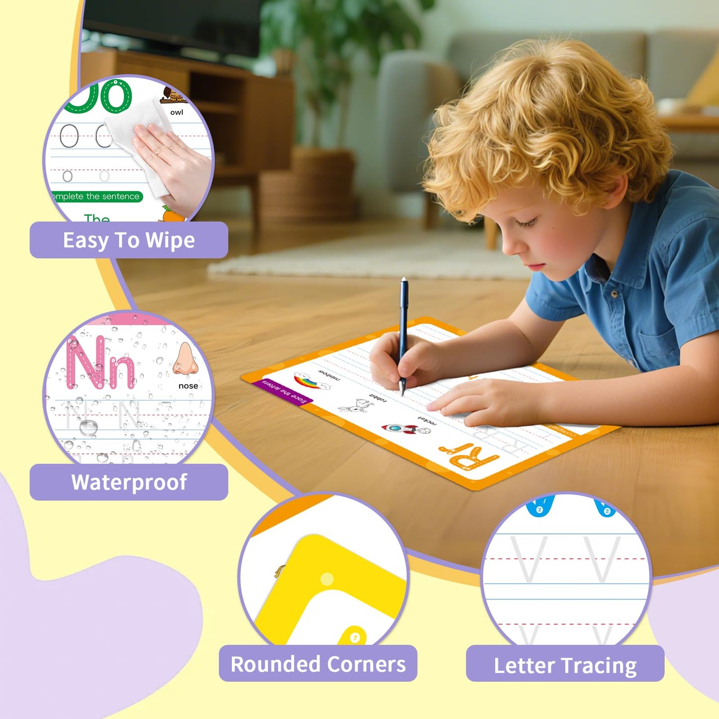 Edumix ABC Handwriting Drawing Practice Cards,Alphabet & Number Dry Erase Board for Kids,Phonics Sight Word Flash Card,Letter Practice for Kindergarten,Perfect for Preschool, Homeschool & Kindergarten