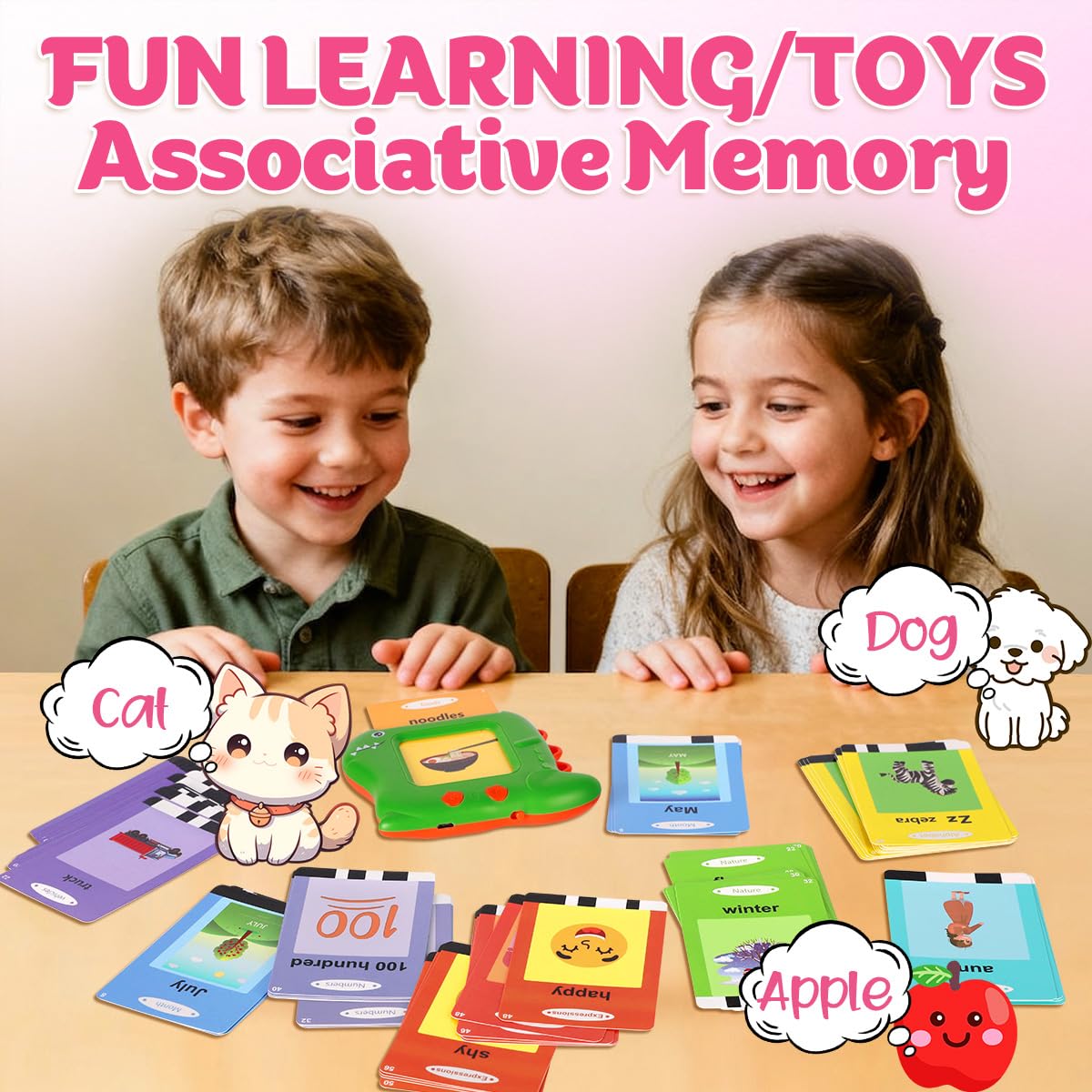Toddler Toys Talking Flash Cards for 1-5 Years Old, 336 Sight Words Language Learning Toys, Autism Sensory Toys for Autistic Children, Montessori Toys, Educational Birthday Gifts for Toddlers (Green)