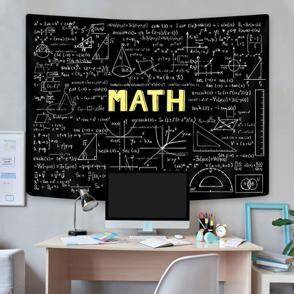 GOAOK Math Tapestry, 60x40 Inch, Polyester, Geometric Pattern, Black, Unframed, Wall Mount, Apartment/Dorm Decor