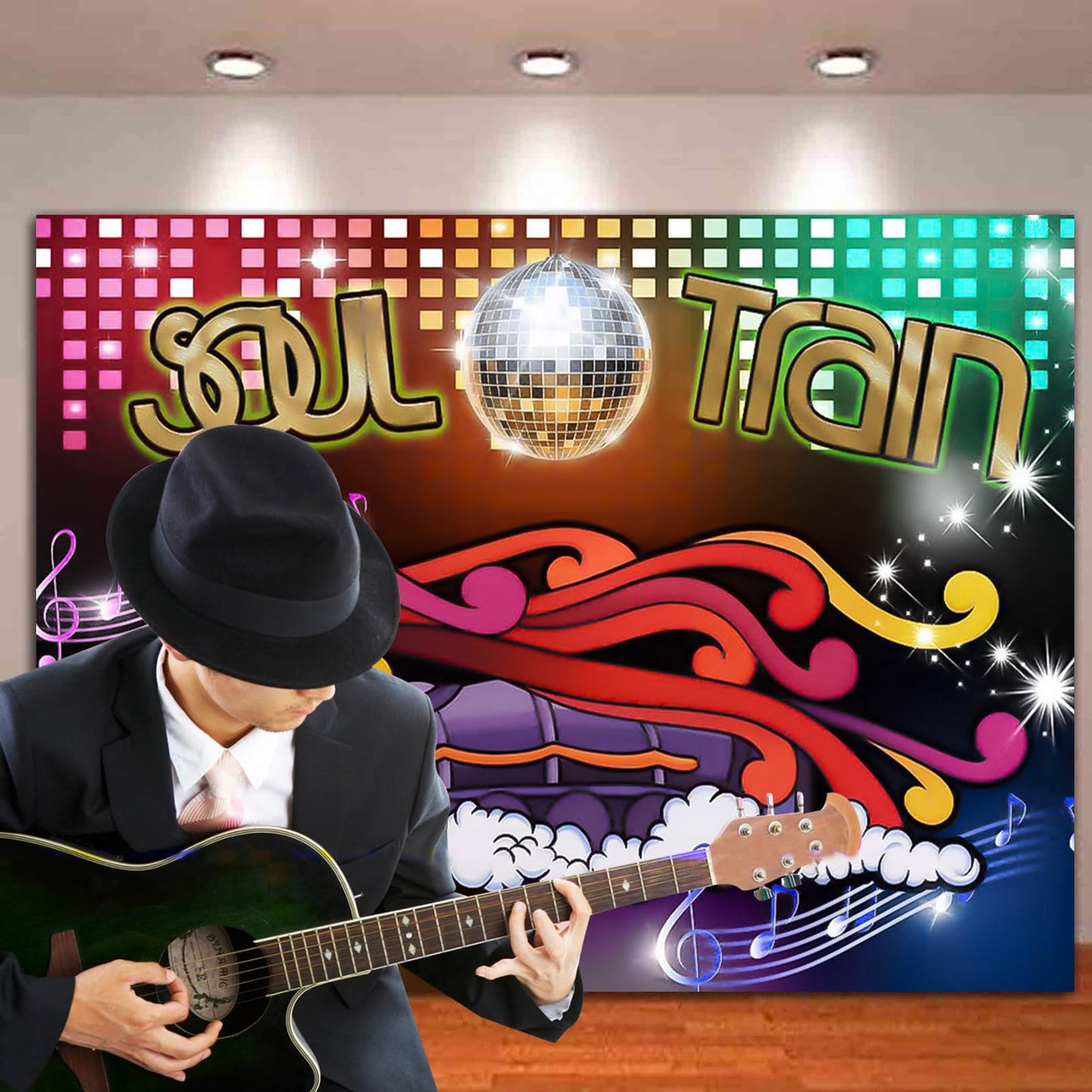 Qian 10x8FT 70's and 80's Disco Dancing Prom Party Decor Photo Background 70's Theme Photography Backdrop Neon Glow Photo Background Studio Props Banner