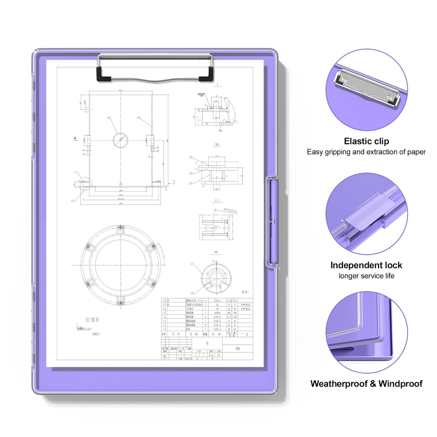 Hongri Clipboard with Storage, Purple 8.5 x 11 Folder Nursing Side Opening, Heavy Duty with Dual Compartment, Smooth Writing for Teachers, Classroom, Size 13.3 x 9.4 x 1.5 in, Office & School Supplies