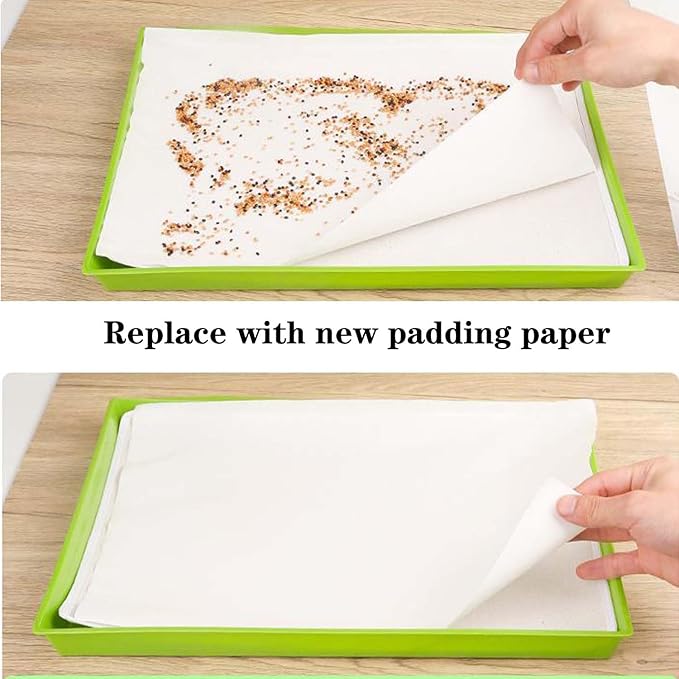 100 Sheets Bird Cage Liner Papers, Disposable Bird Cage Paper Liners, Cuttable Pet Animal Cages Cushion, Precut Absorbent Bird Paper for Bird Parrot Small Animal, 9.8'' X 11.8''