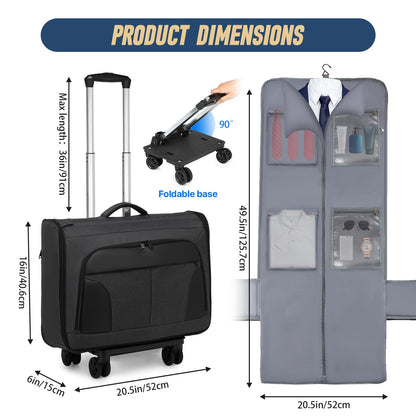 Rolling Garment Bag, Large Carry On Garment Bag With Wheels, Men Women Suit Carry On Garment Bag for Travel Business