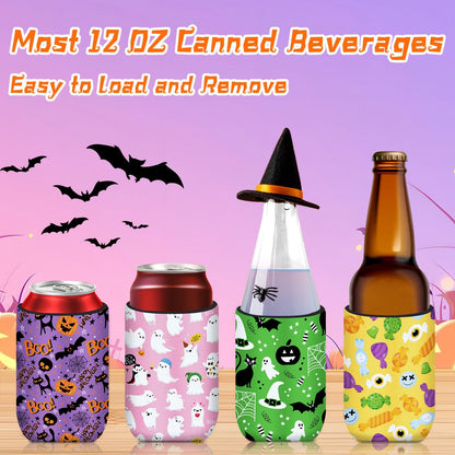 SEPGLITTER 18 Pcs Halloween Can Cooler Sleeves Neoprene Beer Drink Covers