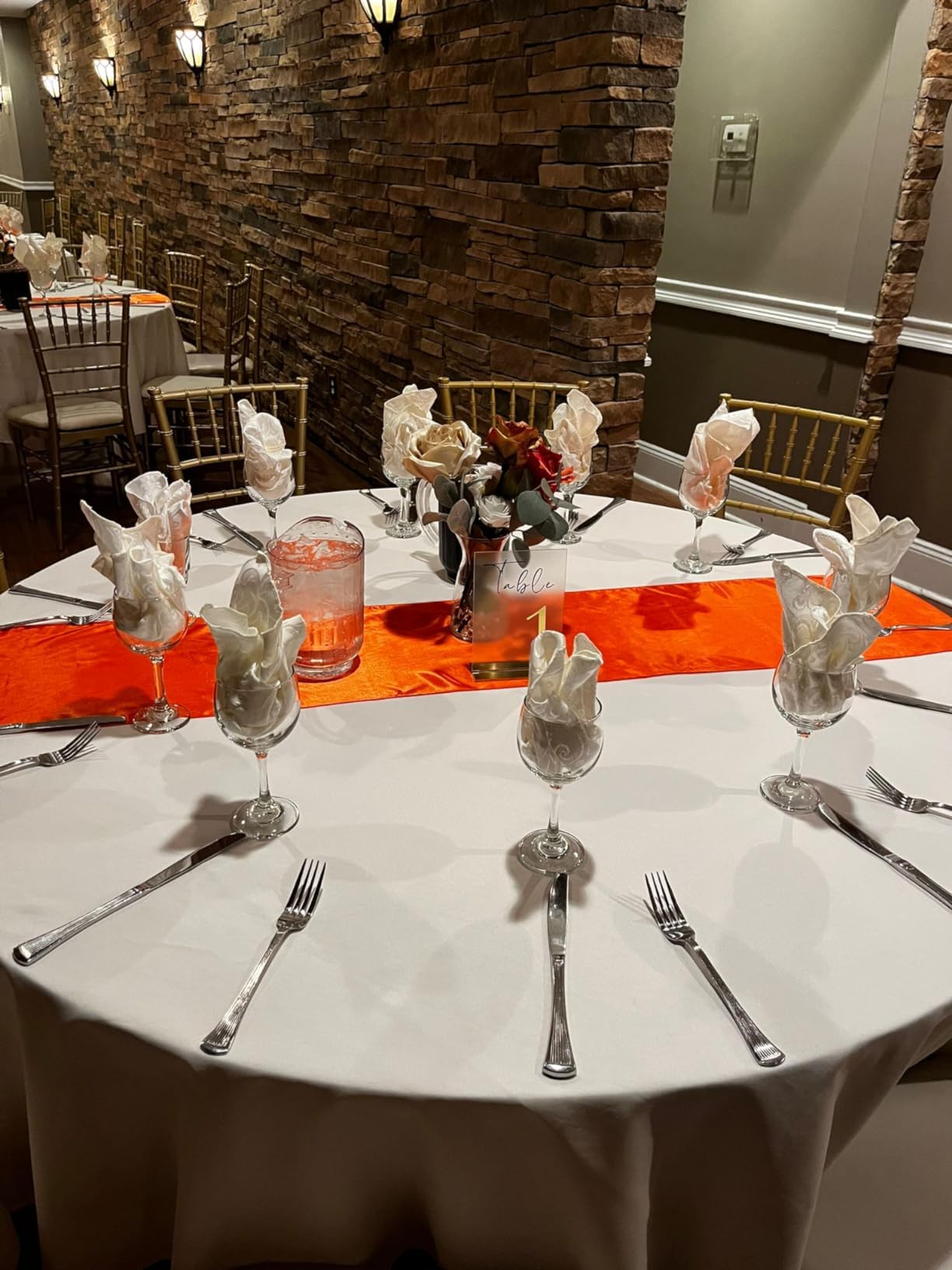 SINSSOWL Pack of 10 Satin Terracotta Table Runners 12 x 108 Inches Table Runner for Party Birthday Wedding Anniversary Engagement Banquet Halloween Christmas Tables Decoration