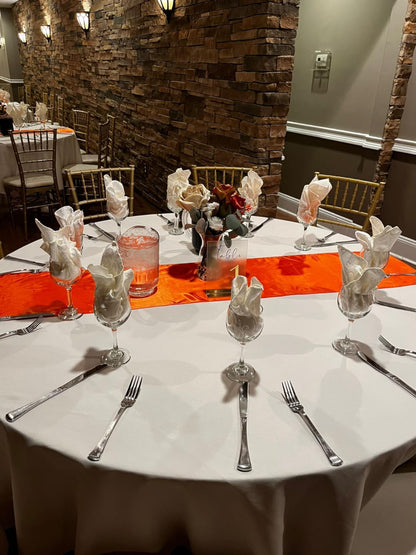 SINSSOWL Pack of 10 Satin Terracotta Table Runners 12 x 108 Inches Table Runner for Party Birthday Wedding Anniversary Engagement Banquet Halloween Christmas Tables Decoration
