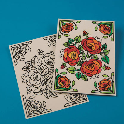 S&S Worldwide-CF-13531 Color-Your-Own Stained Glass Window Clings (Pack of 24), 7inx8in